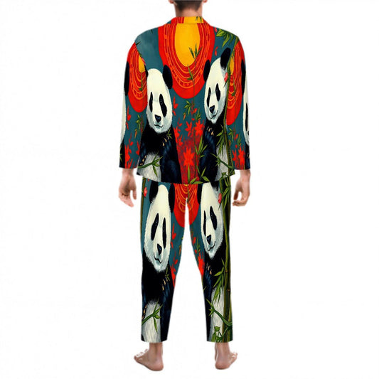 Panda Sunset Long Sleeved Pajamas for Men Set - Gregg Acini Adoree Designs - Men's Pajamas