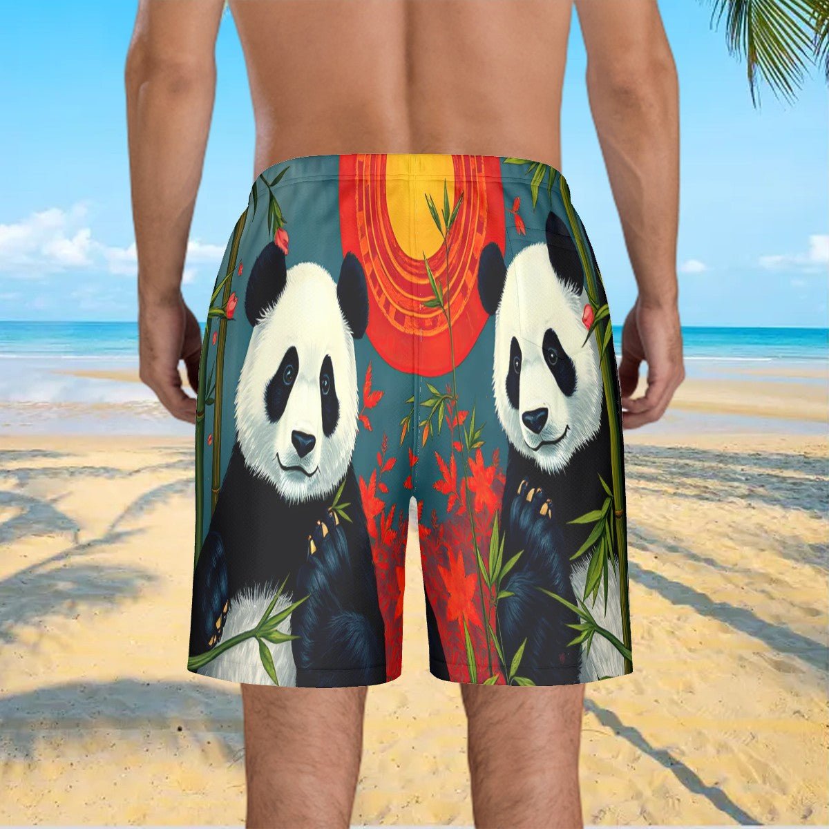 Panda Sunset Men's Beach Shorts - Gregg Acini Adoree Designs - Swimsuit