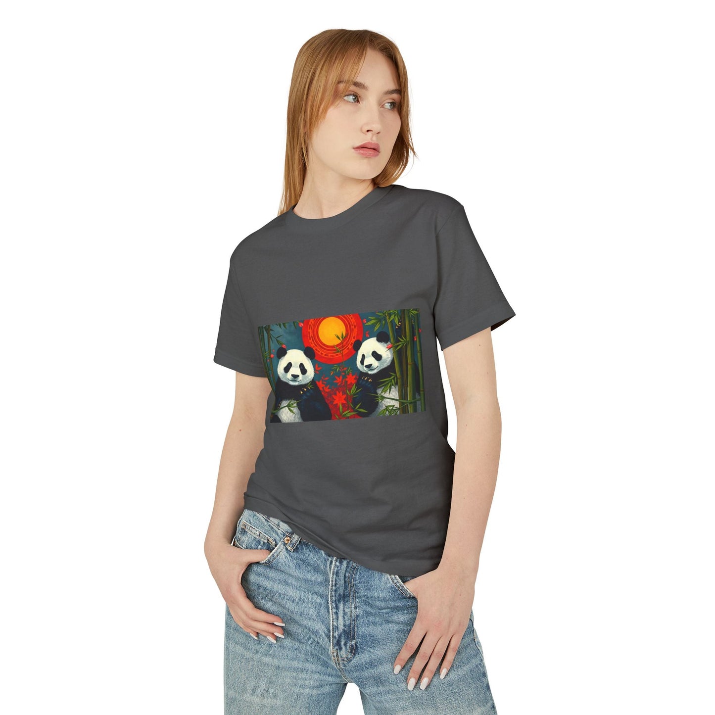 Panda Sunset Unisex Heavyweight Tee - Perfect for Animal Lovers - Gregg Acini Adoree Designs - T-Shirt