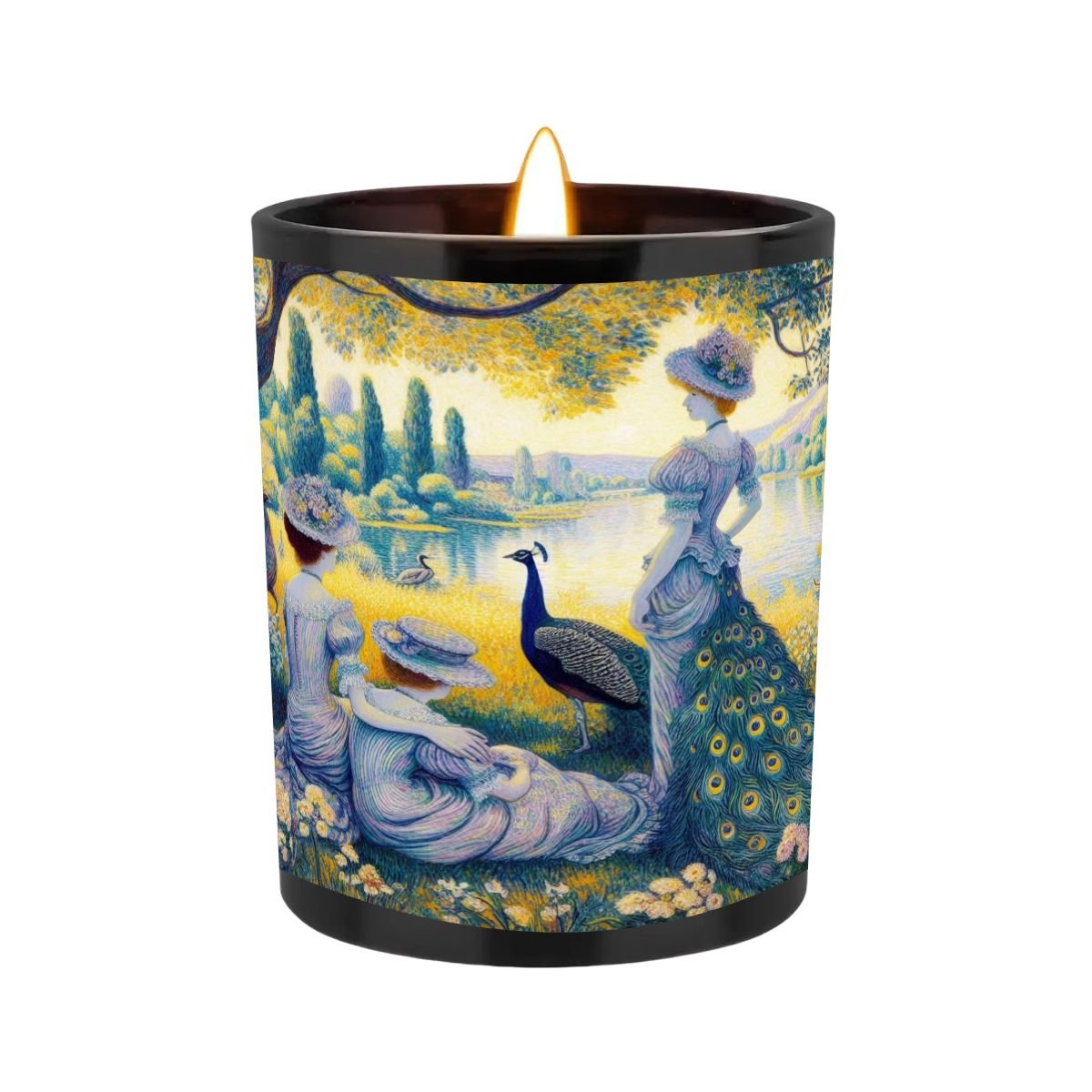 Peacock Lady with Friends Black Jar Scented Candle (6oz) - Gregg Acini Adoree Designs - Candles