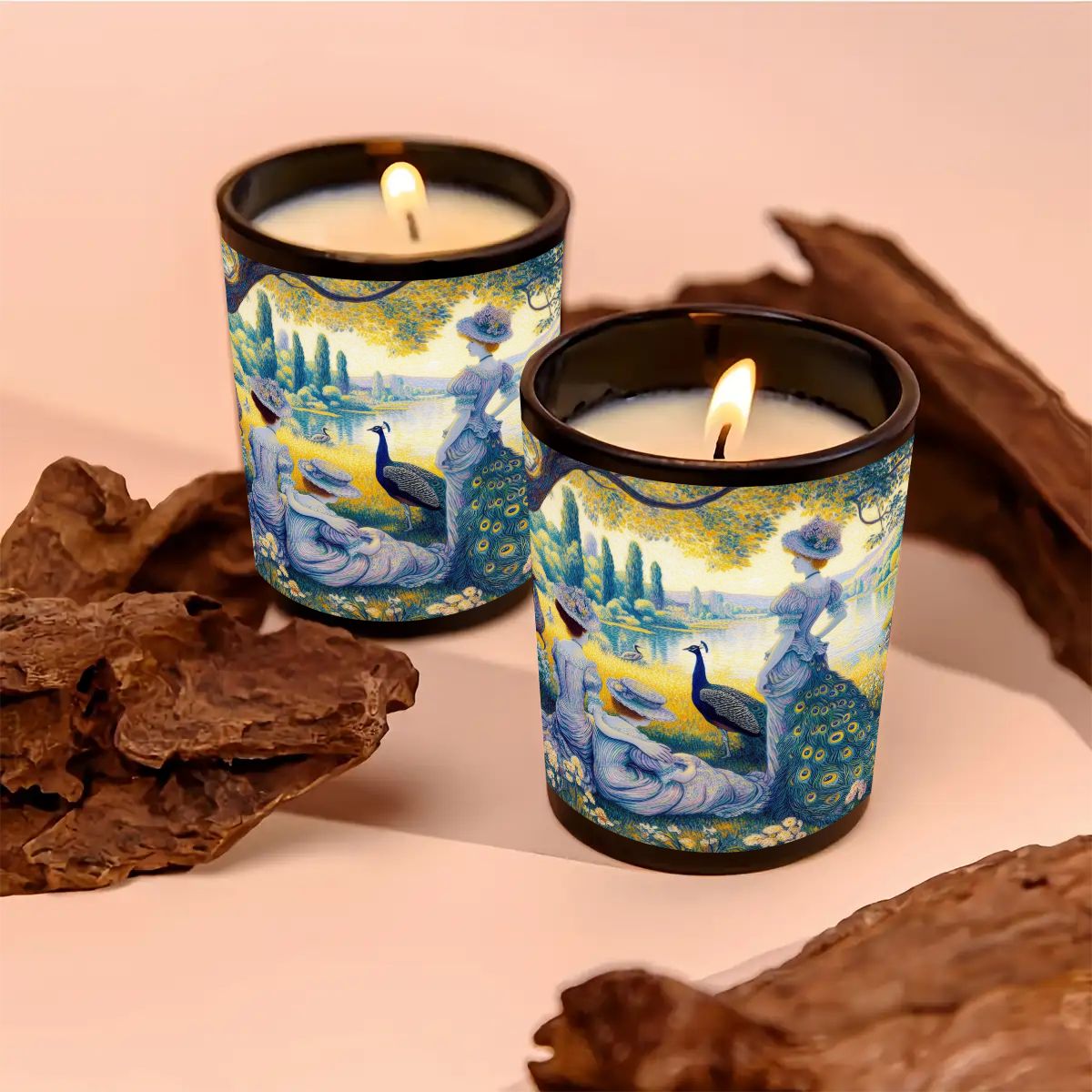Peacock Lady with Friends Black Jar Scented Candle (6oz) - Gregg Acini Adoree Designs - Candles