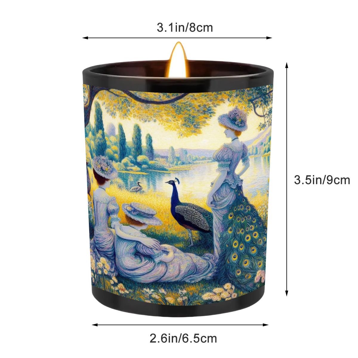 Peacock Lady with Friends Black Jar Scented Candle (6oz) - Gregg Acini Adoree Designs - Candles