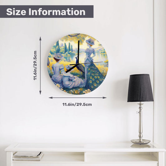 Peacock Lady with Friends MDF Wall Clock (Made in USA) - Gregg Acini Adoree Designs - Wall Clock
