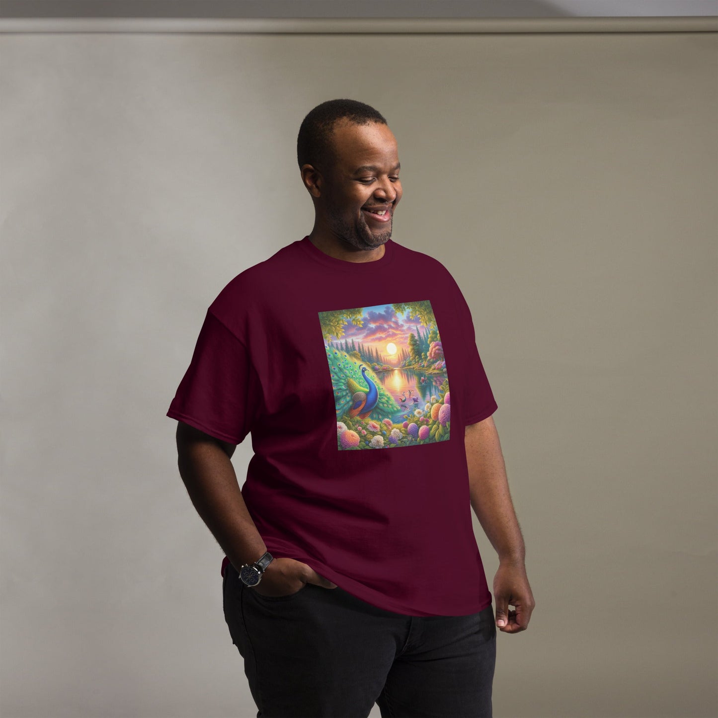 Peacock Sunset Unisex classic tee - Gregg Acini Adoree Designs - T-Shirt