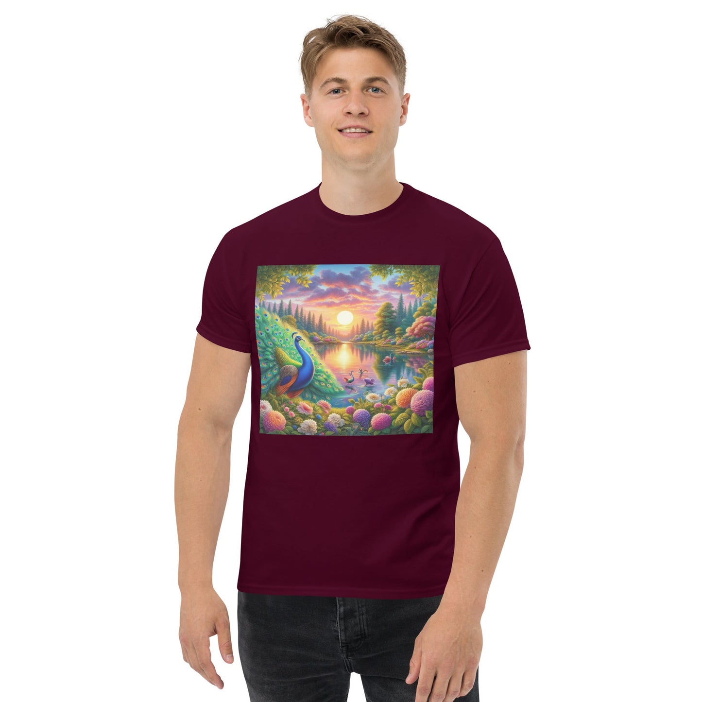 Peacock Sunset Unisex classic tee - Gregg Acini Adoree Designs - T-Shirt