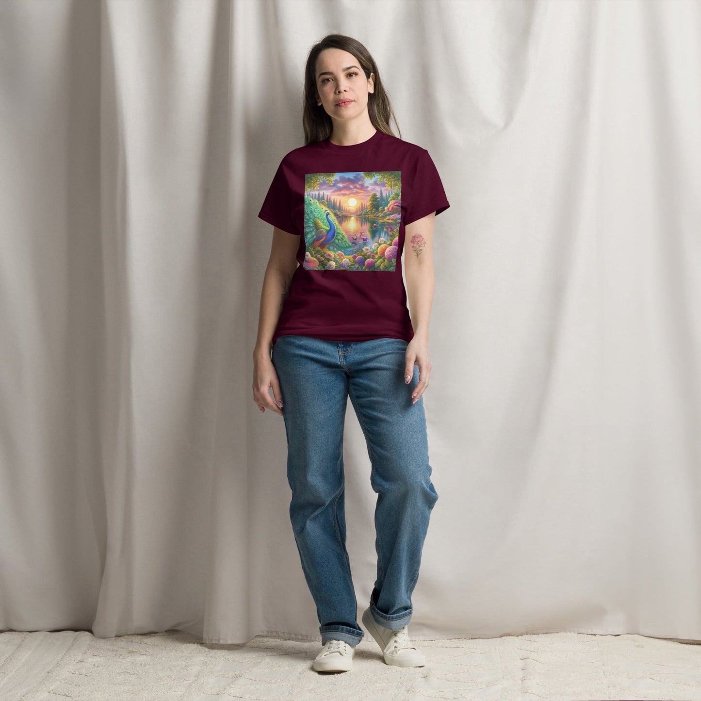 Peacock Sunset Unisex classic tee - Gregg Acini Adoree Designs - T-Shirt