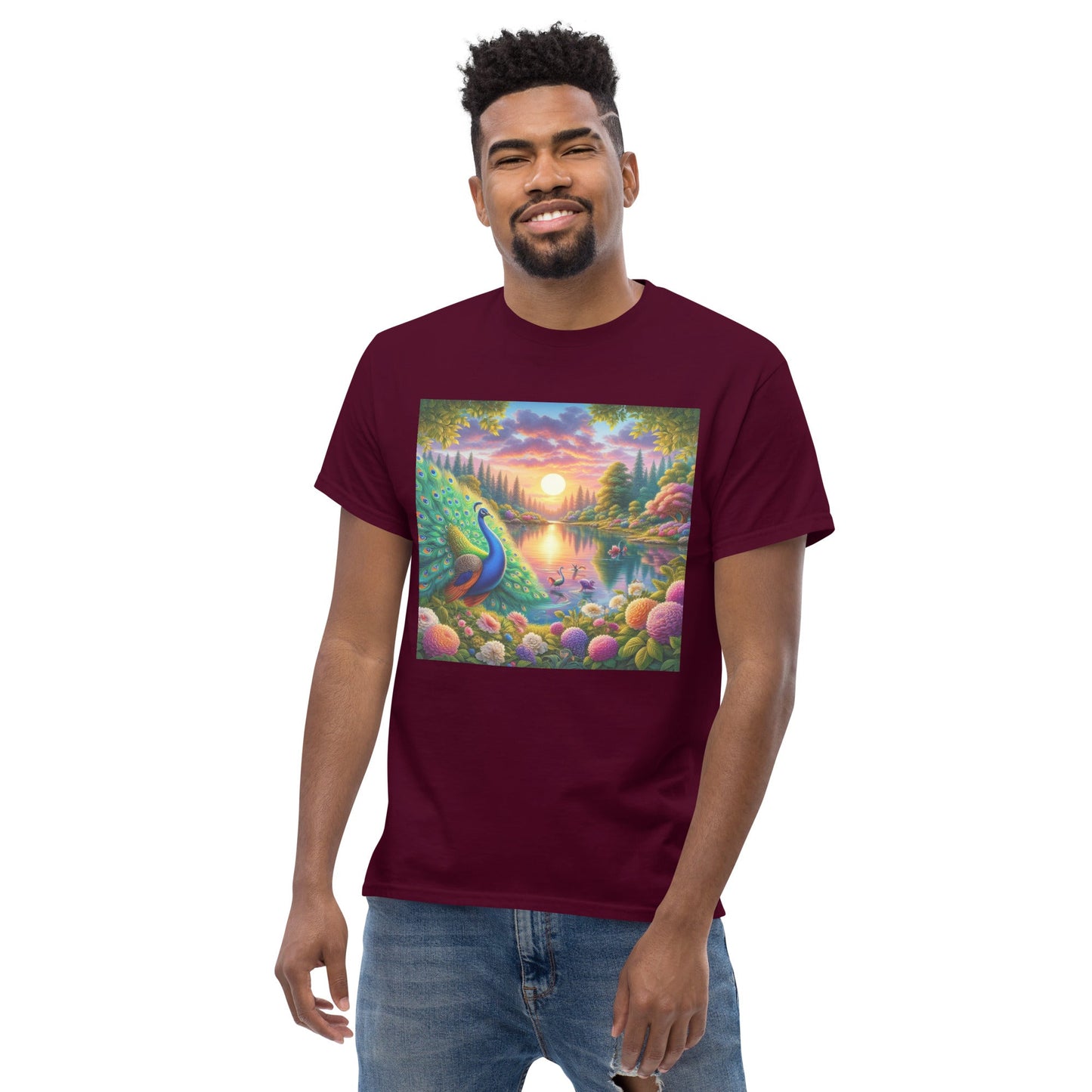 Peacock Sunset Unisex classic tee - Gregg Acini Adoree Designs - T-Shirt