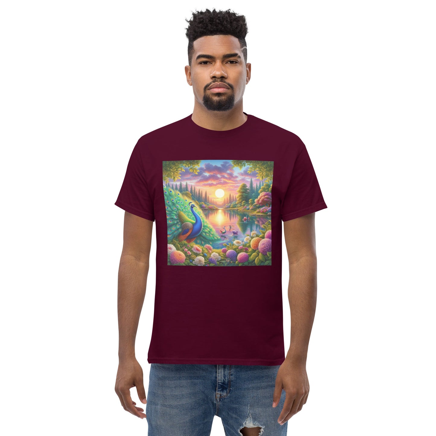 Peacock Sunset Unisex classic tee - Gregg Acini Adoree Designs - T-Shirt