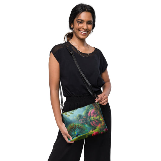 Peacock with Rhododendrons Crossbody bag - Gregg Acini Adoree Designs - Handbag