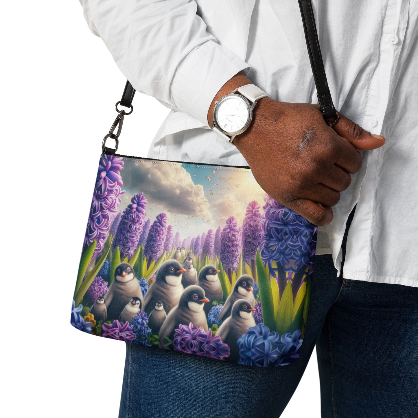 Penguins and Hyacinths Crossbody bag - Gregg Acini Adoree Designs - Handbag