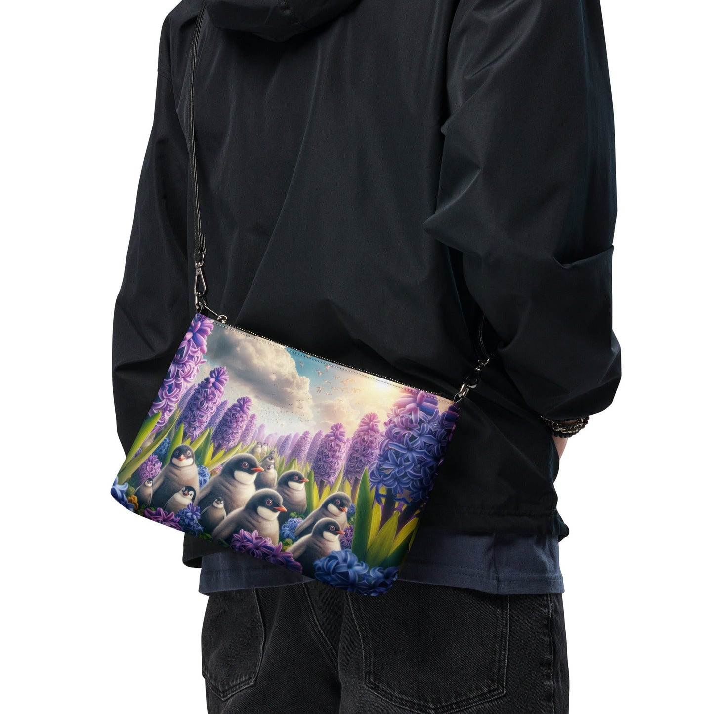 Penguins and Hyacinths Crossbody bag - Gregg Acini Adoree Designs - Handbag