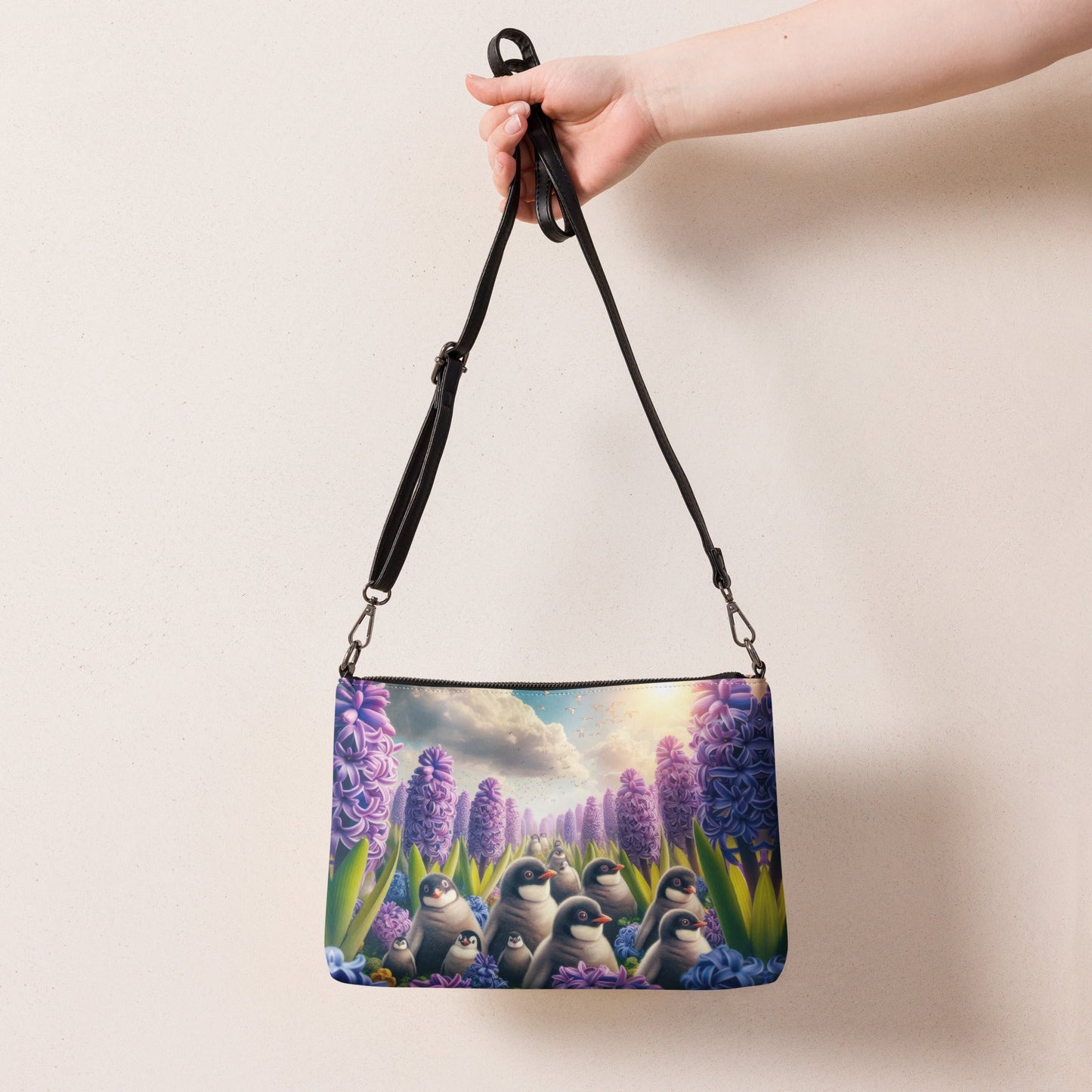 Penguins and Hyacinths Crossbody bag - Gregg Acini Adoree Designs - Handbag