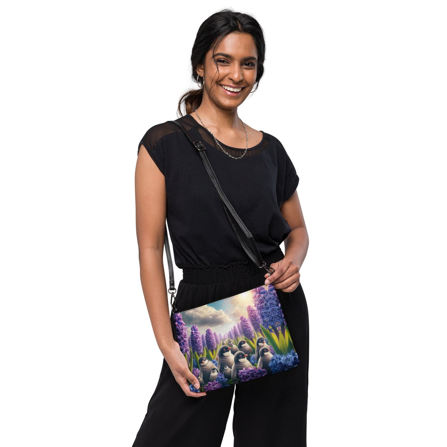 Penguins and Hyacinths Crossbody bag - Gregg Acini Adoree Designs - Handbag