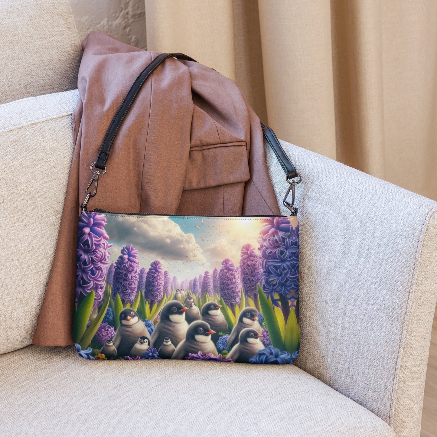Penguins and Hyacinths Crossbody bag - Gregg Acini Adoree Designs - Handbag
