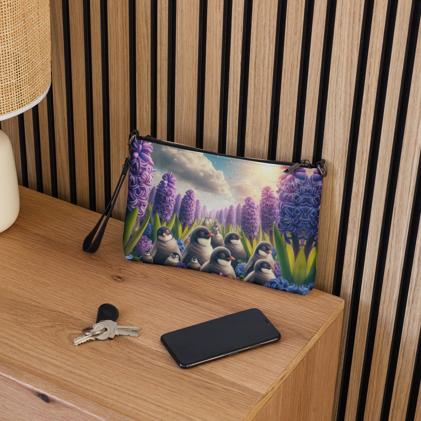 Penguins and Hyacinths Crossbody bag - Gregg Acini Adoree Designs - Handbag