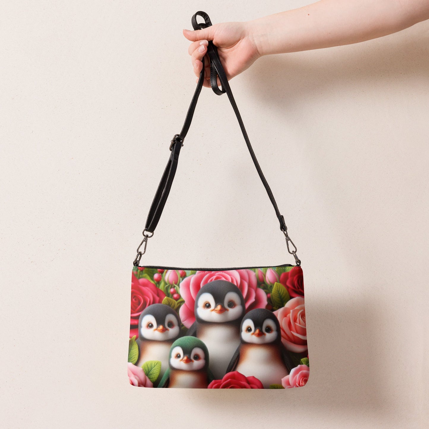 Penguins and Roses Crossbody bag - Gregg Acini Adoree Designs - Handbag