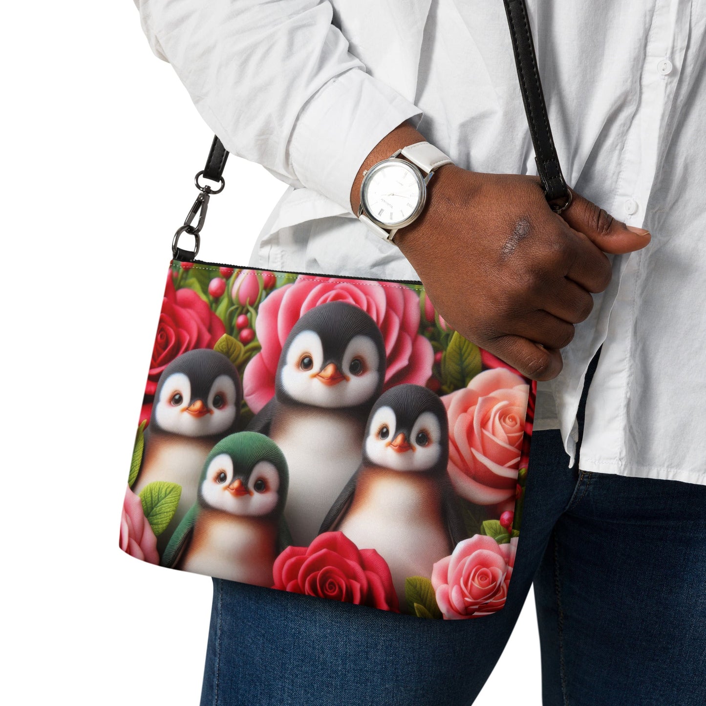 Penguins and Roses Crossbody bag - Gregg Acini Adoree Designs - Handbag
