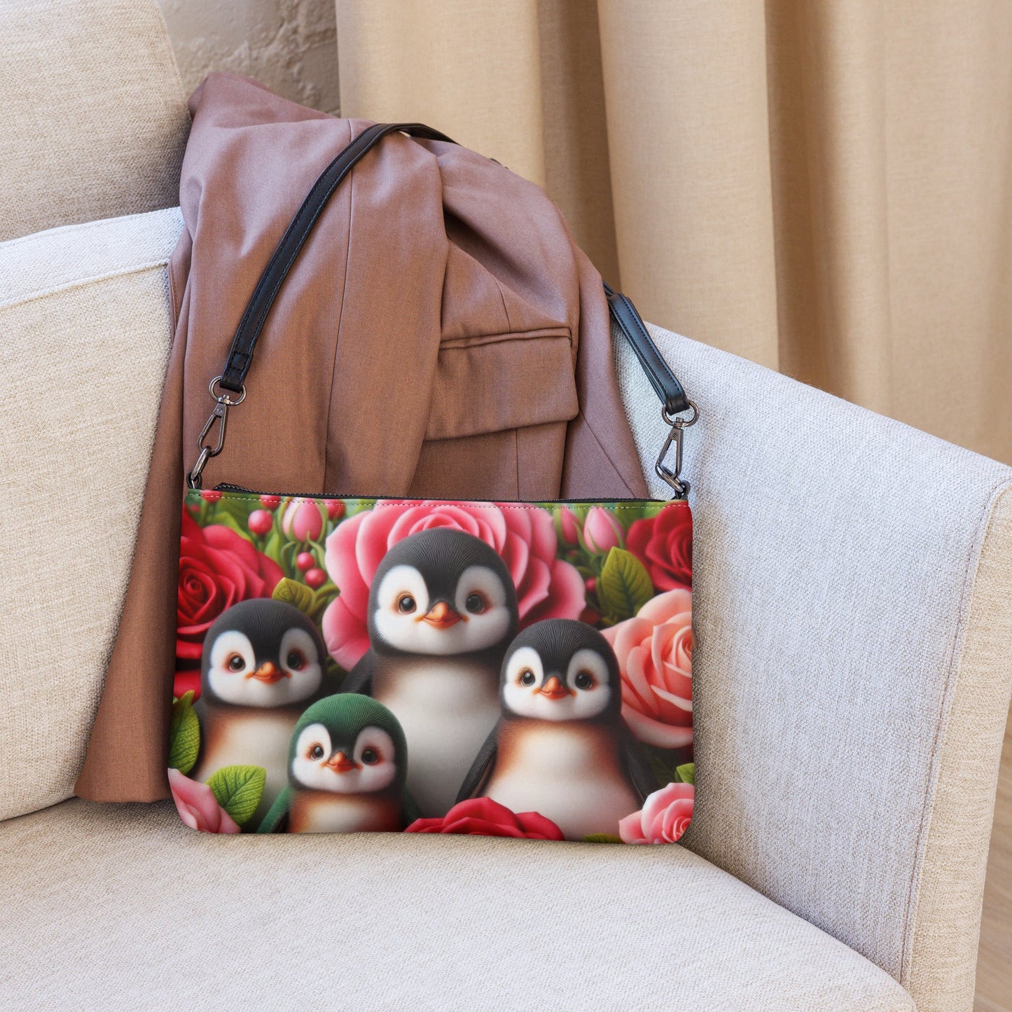Penguins and Roses Crossbody bag - Gregg Acini Adoree Designs - Handbag