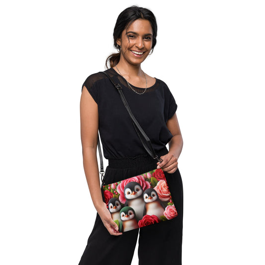Penguins and Roses Crossbody bag - Gregg Acini Adoree Designs - Handbag