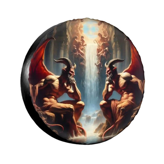 Pensive Demons - Thickened Spare Tire Cover - Gregg Acini Adoree Designs - Spare Tire Cover
