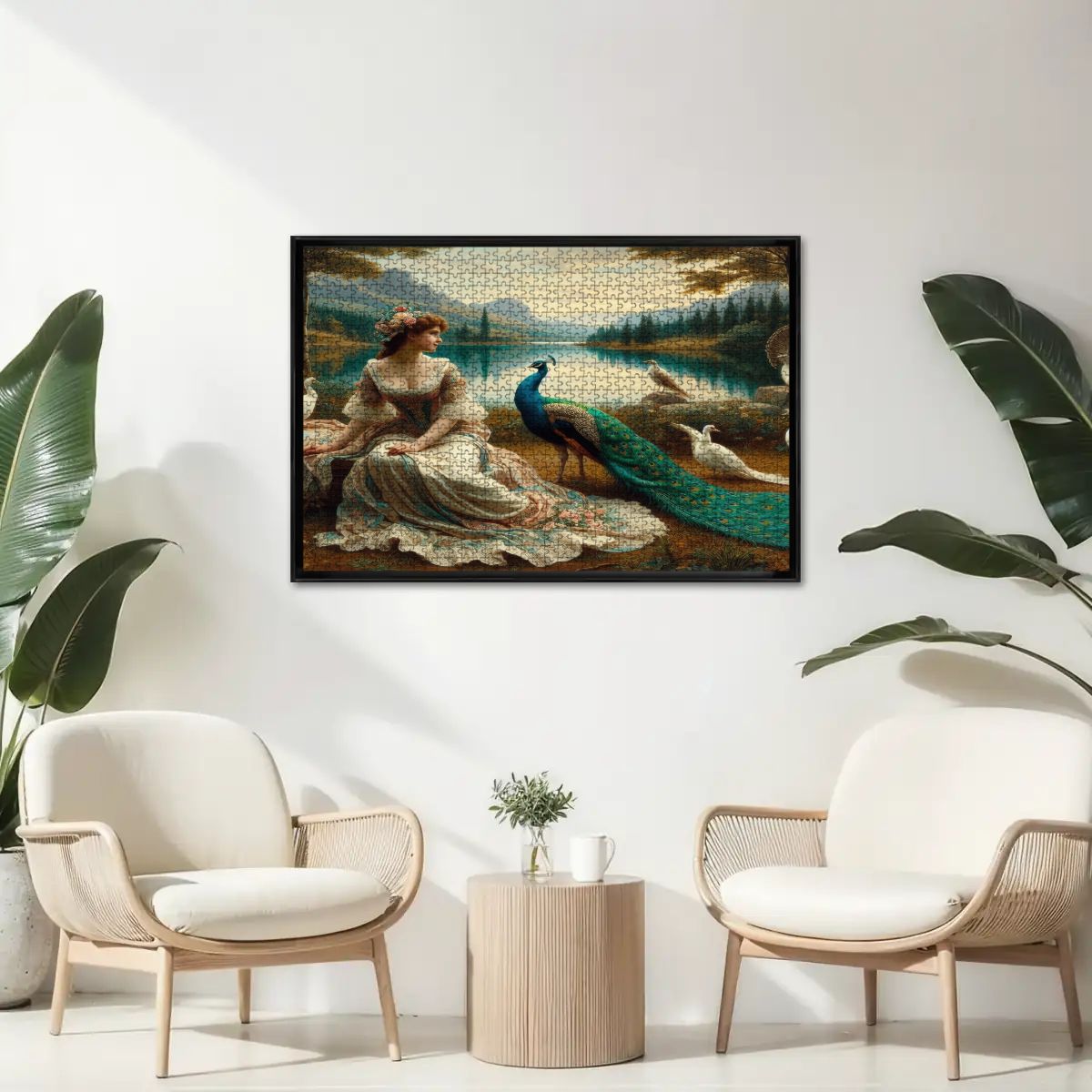 Portrait of a Lady and a Peacock Wooden Jigsaw Puzzles 1000 pcs - Gregg Acini Adoree Designs - Jigsaw Puzzle