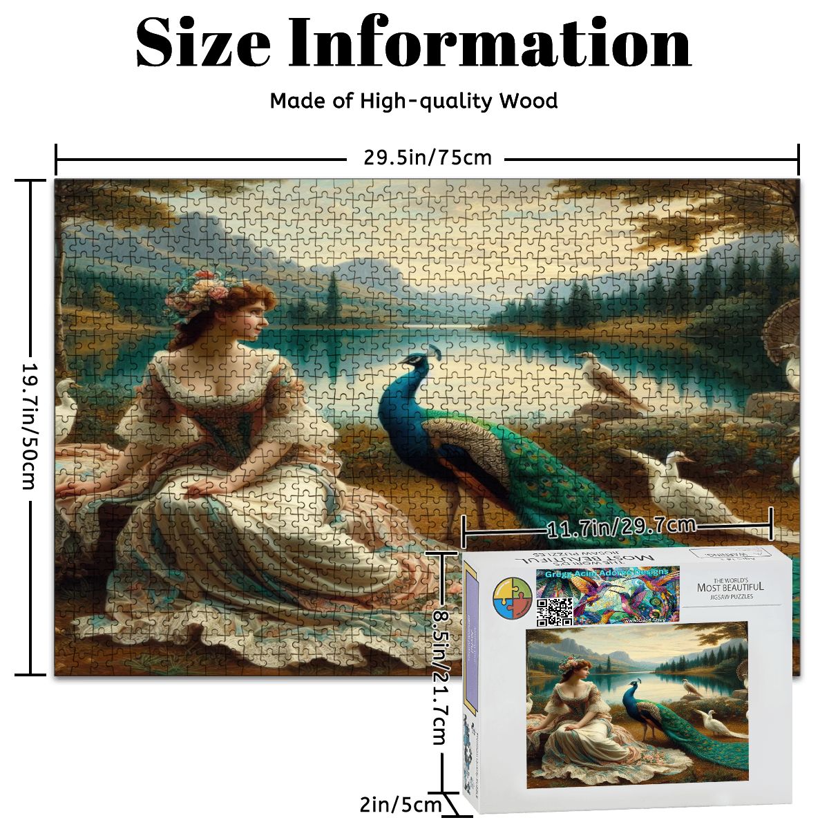 Portrait of a Lady and a Peacock Wooden Jigsaw Puzzles 1000 pcs - Gregg Acini Adoree Designs - Jigsaw Puzzle