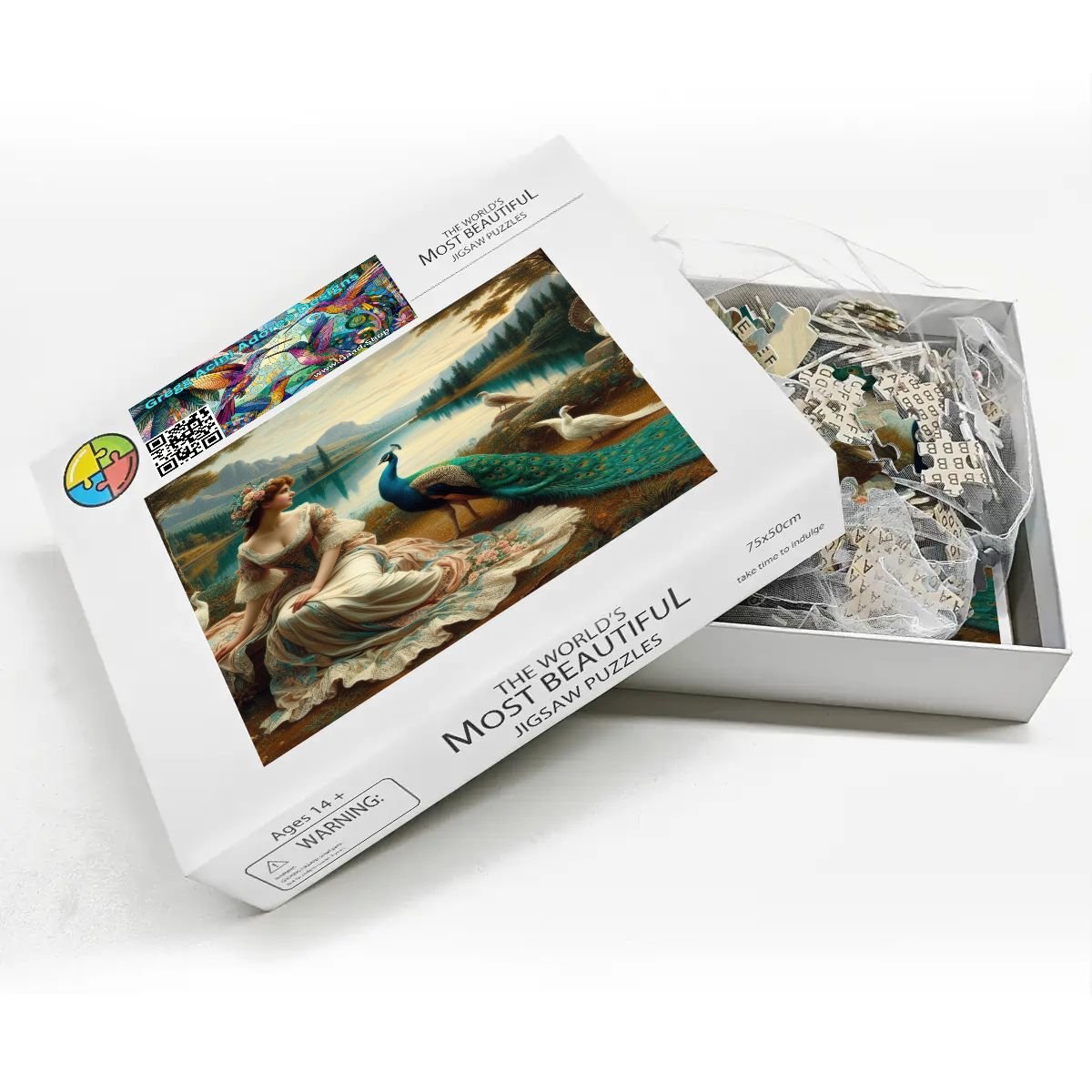 Portrait of a Lady and a Peacock Wooden Jigsaw Puzzles 1000 pcs - Gregg Acini Adoree Designs - Jigsaw Puzzle