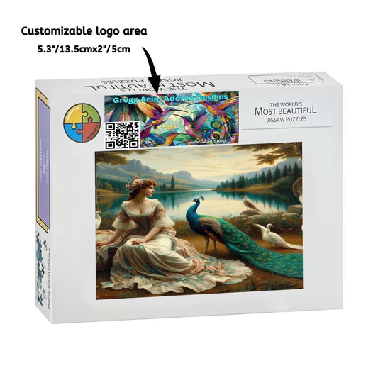 Portrait of a Lady and a Peacock Wooden Jigsaw Puzzles 1000 pcs - Gregg Acini Adoree Designs - Jigsaw Puzzle
