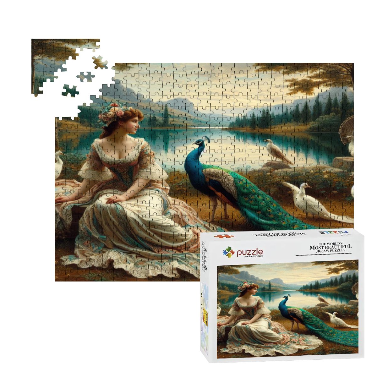 Portrait of a Lady and a Peacock Wooden Jigsaw Puzzles 500 pcs - Gregg Acini Adoree Designs - Jigsaw Puzzle