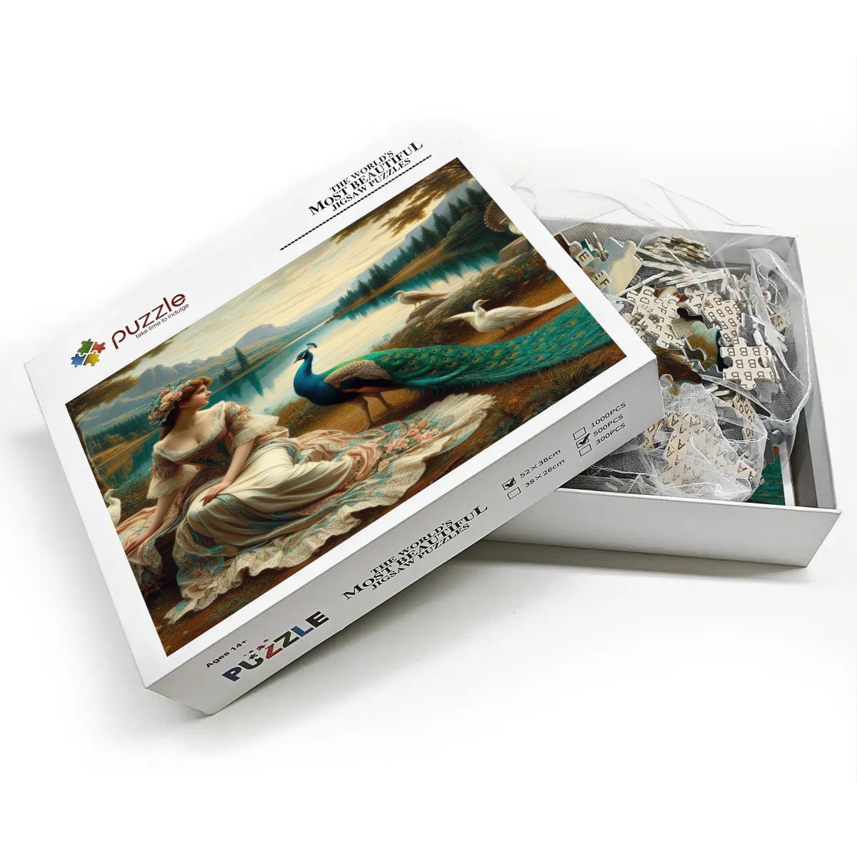 Portrait of a Lady and a Peacock Wooden Jigsaw Puzzles 500 pcs - Gregg Acini Adoree Designs - Jigsaw Puzzle