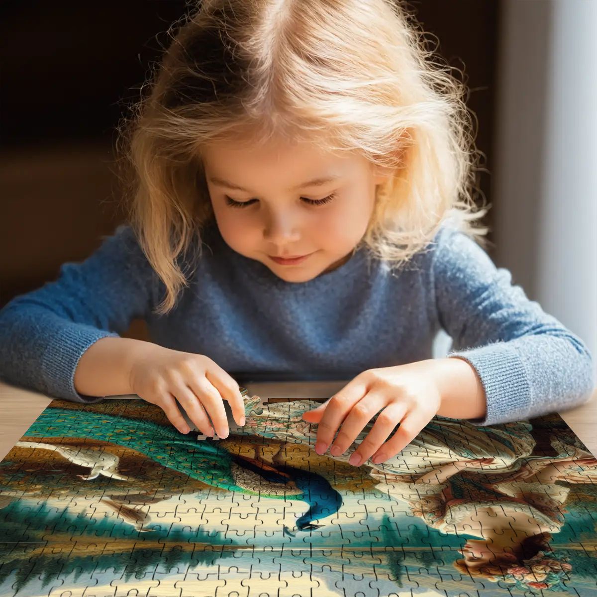 Portrait of a Lady and a Peacock Wooden Jigsaw Puzzles 500 pcs - Gregg Acini Adoree Designs - Jigsaw Puzzle