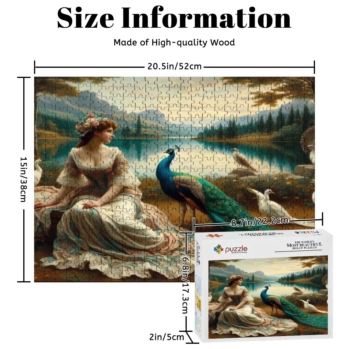 Portrait of a Lady and a Peacock Wooden Jigsaw Puzzles 500 pcs - Gregg Acini Adoree Designs - Jigsaw Puzzle