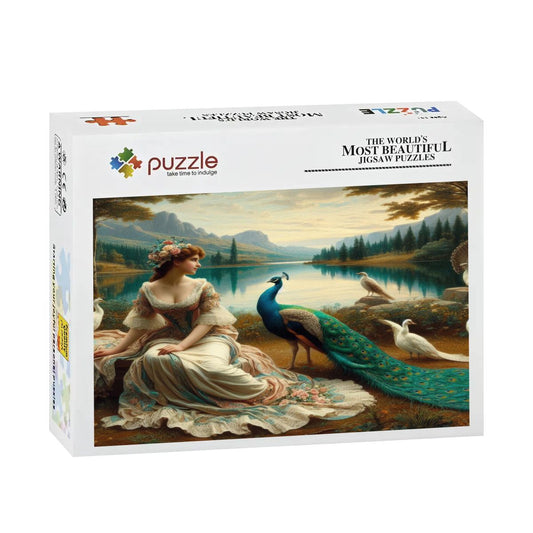 Portrait of a Lady and a Peacock Wooden Jigsaw Puzzles 500 pcs - Gregg Acini Adoree Designs - Jigsaw Puzzle