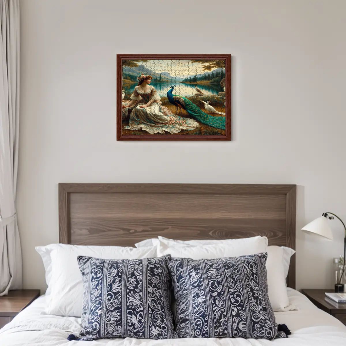 Portrait of a Lady and a Peacock Wooden Jigsaw Puzzles 500 pcs - Gregg Acini Adoree Designs - Jigsaw Puzzle