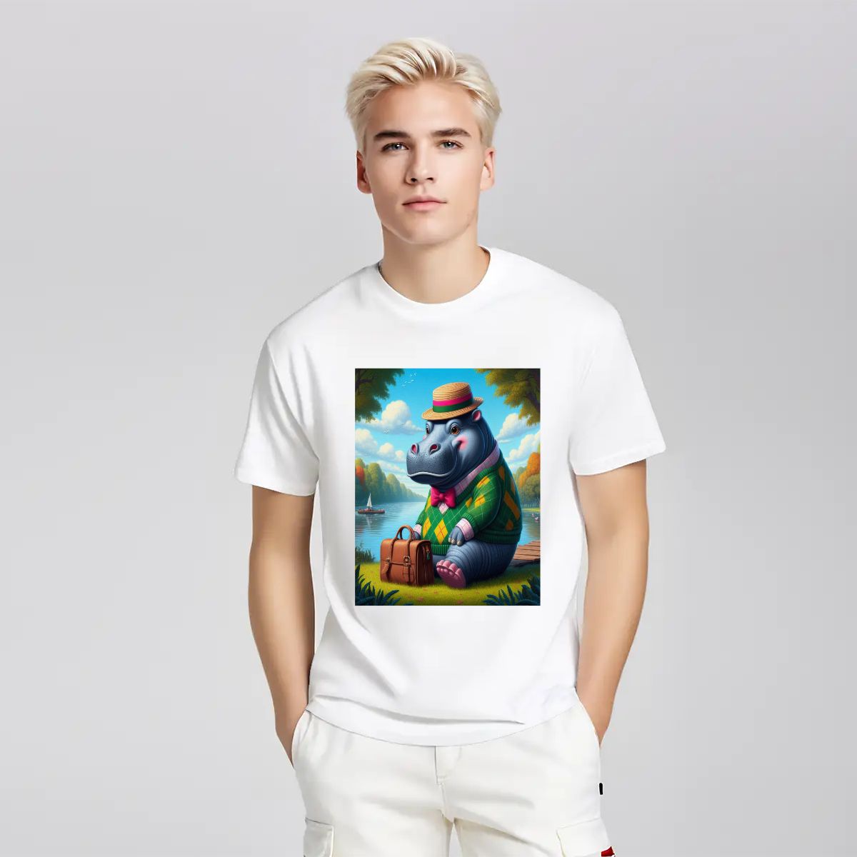 PreppopoThomas with Briefcase - Gildan 5000 Unisex Cotton Tee - Gregg Acini Adoree Designs - T-Shirt