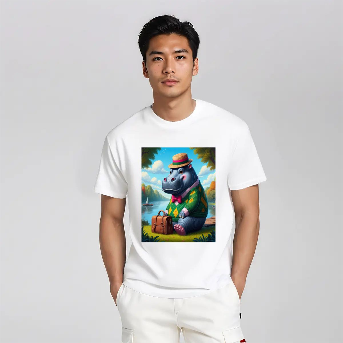 PreppopoThomas with Briefcase - Gildan 5000 Unisex Cotton Tee - Gregg Acini Adoree Designs - T-Shirt