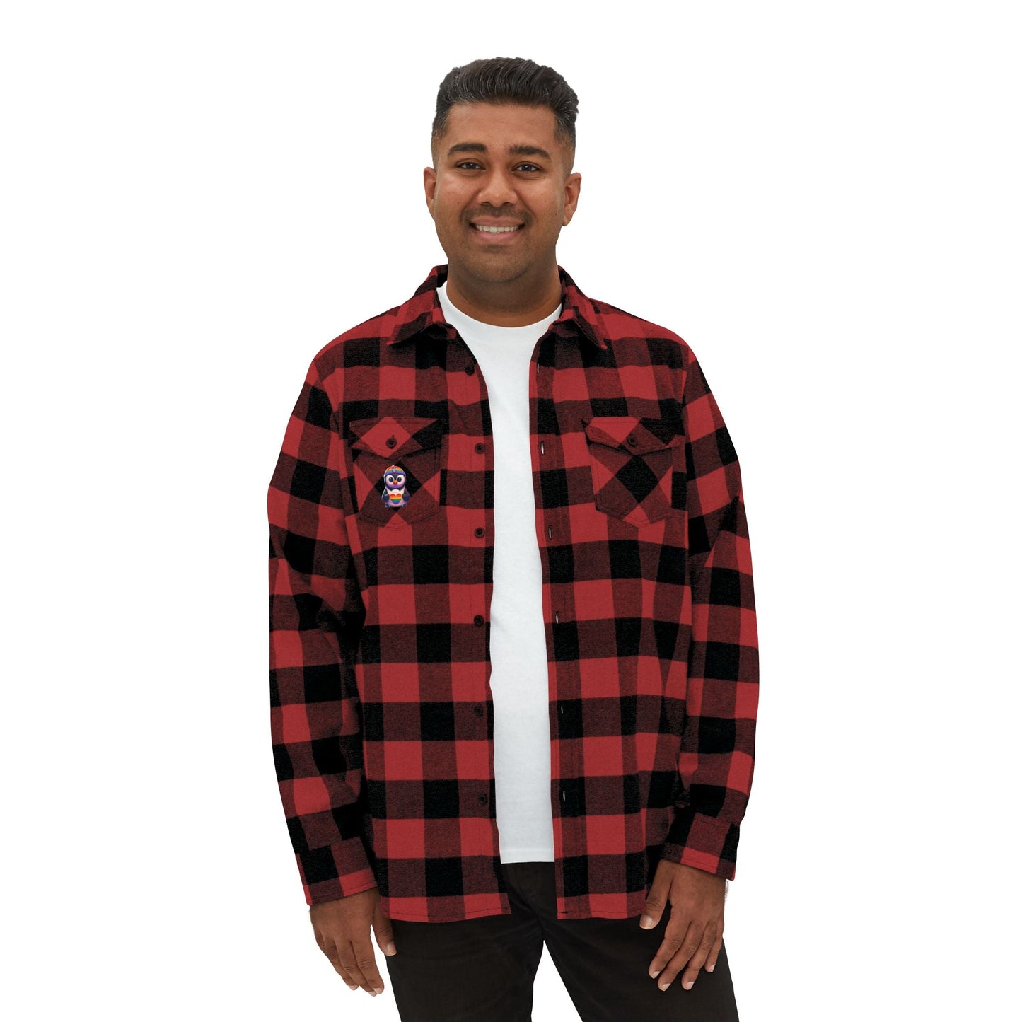 Proud Luz the Penguin Cozy Unisex Flannel Shirt - Gregg Acini Adoree Designs - Long - sleeve