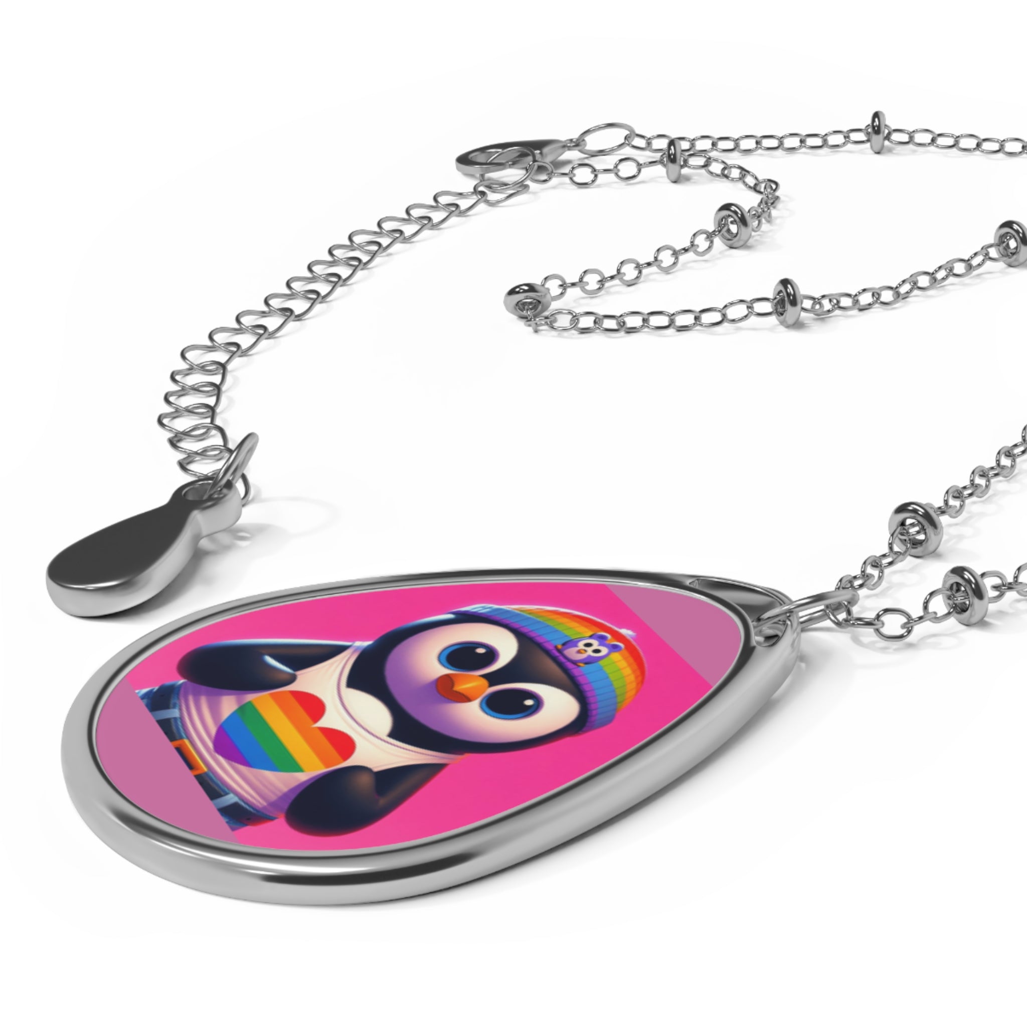 ネックレス・ペンダント Volume Oval Pendant Necklace #5732 Proud Luz the Penguin Oval Necklace - Gregg Acini Adoree Designs