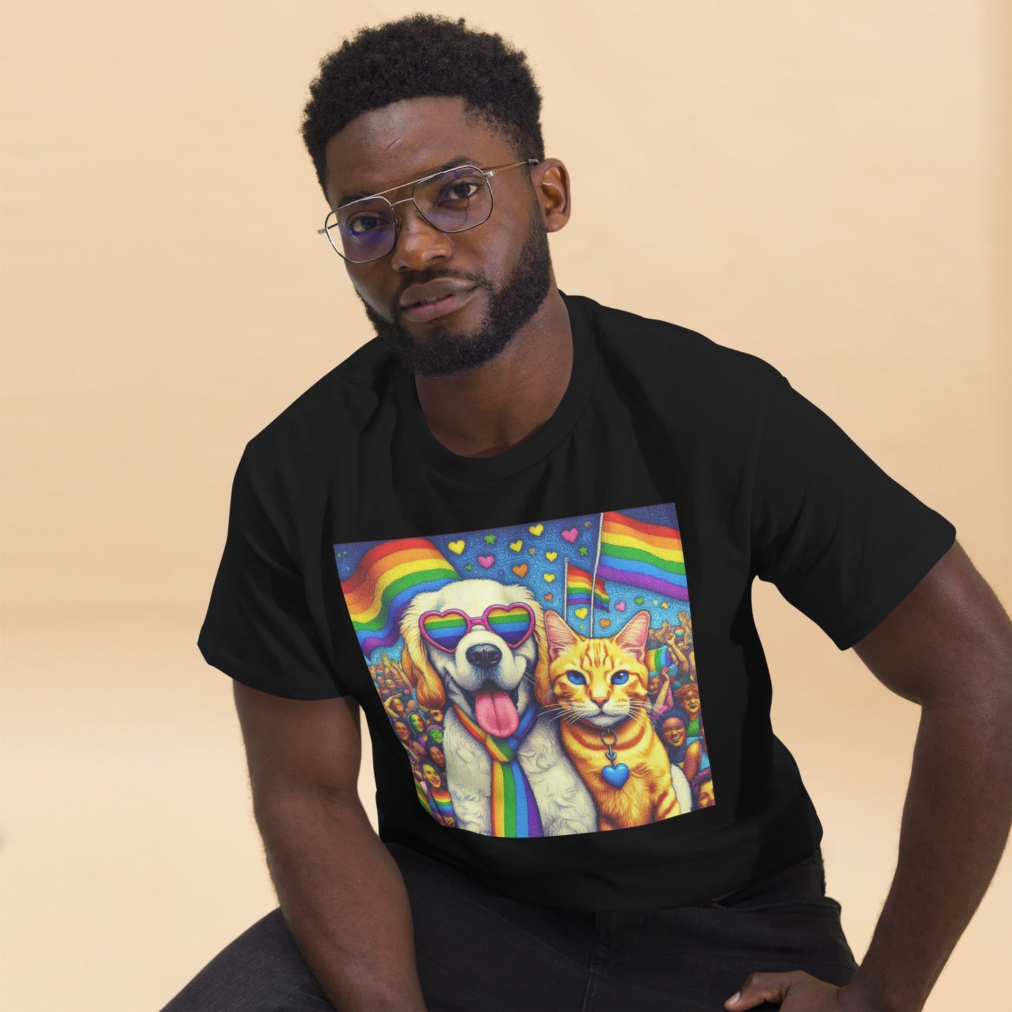 Proud Pet Allies with Heart Glasses Unisex classic tee - Gregg Acini Adoree Designs - T-Shirt