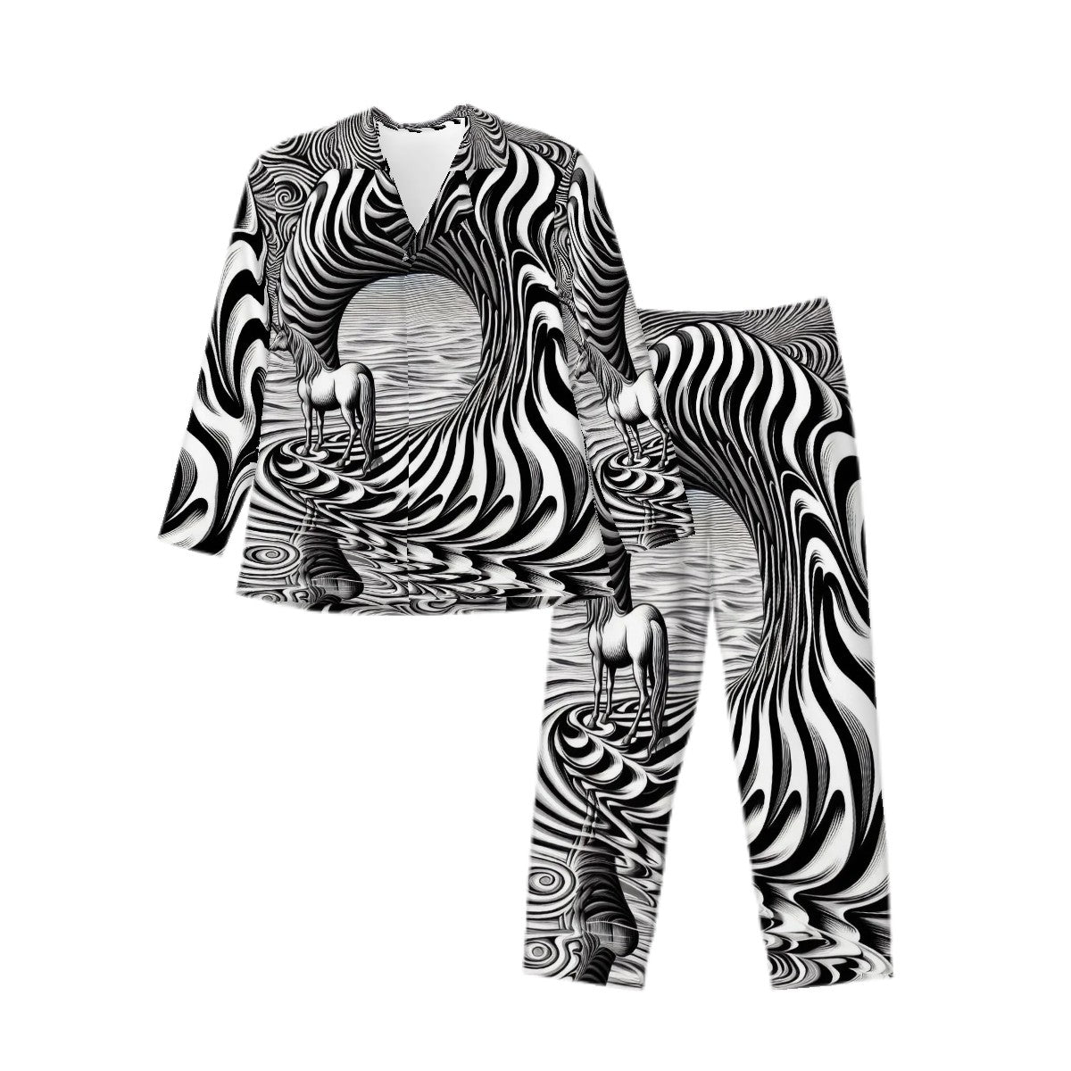 Psychedelic Wave Long Sleeved Pajamas for Men Set - Gregg Acini Adoree Designs - Men's Pajamas