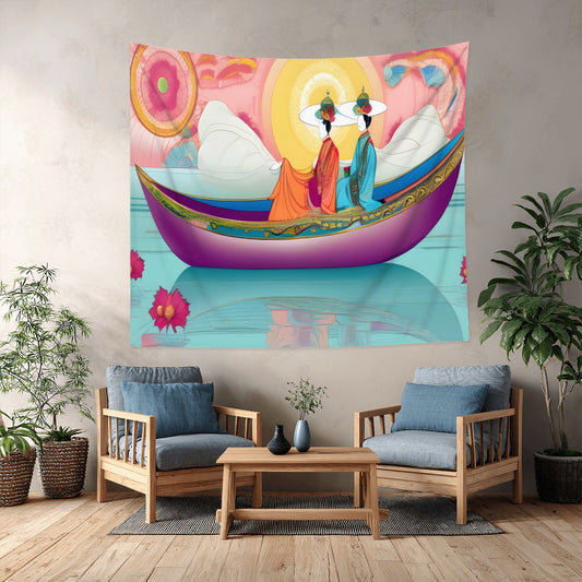 Purple Boat Lightweight Wall Tapestry (Fabric Wall Hanging - USA) - Gregg Acini Adoree Designs - Wall Coverings