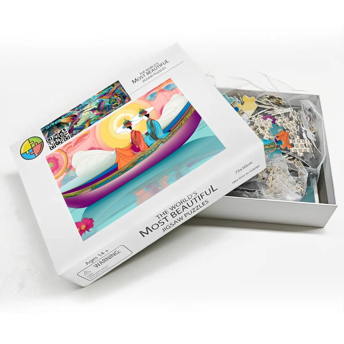 Purple Boat Wooden Jigsaw Puzzles 1000 pcs - Gregg Acini Adoree Designs - Jigsaw Puzzle