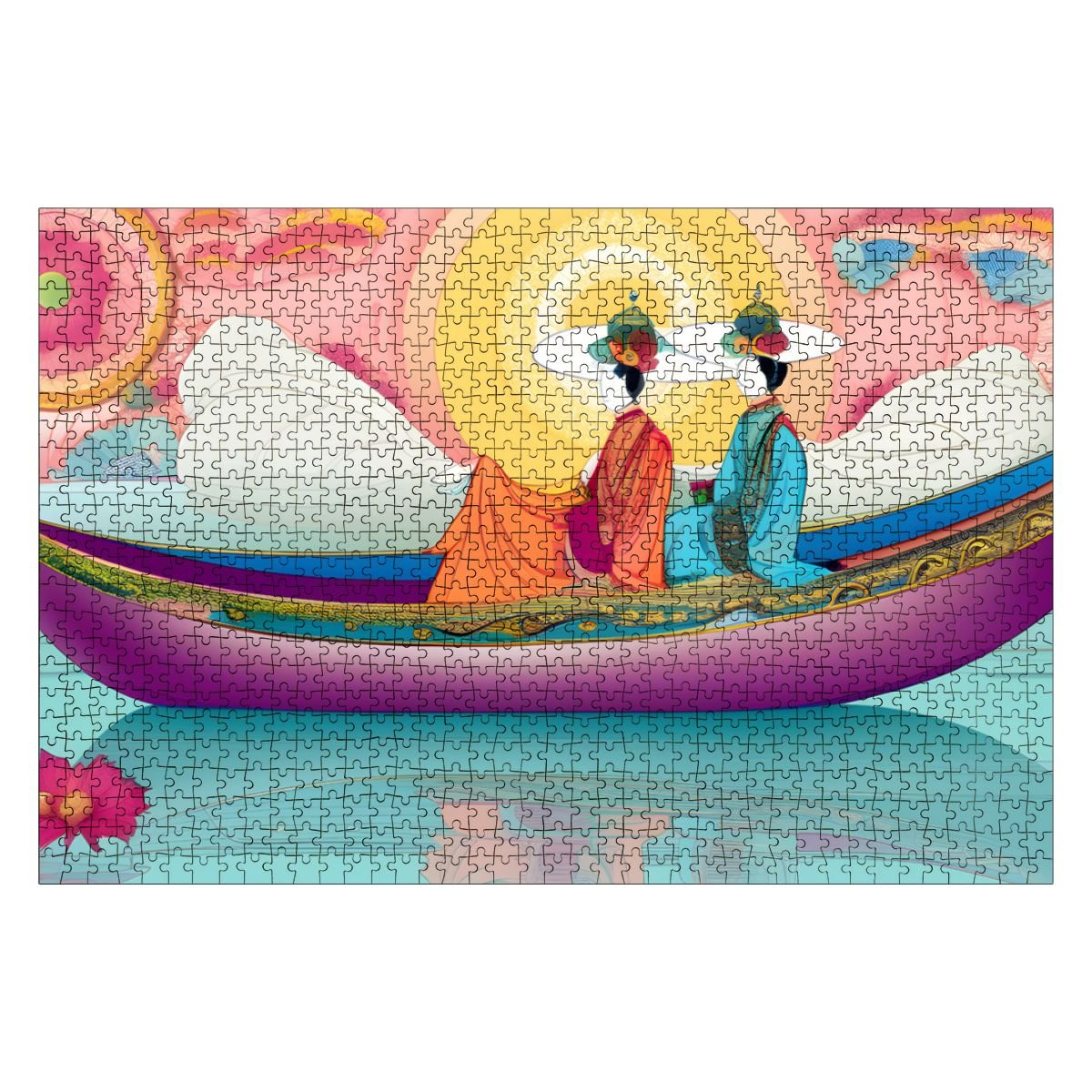 Purple Boat Wooden Jigsaw Puzzles 1000 pcs - Gregg Acini Adoree Designs - Jigsaw Puzzle
