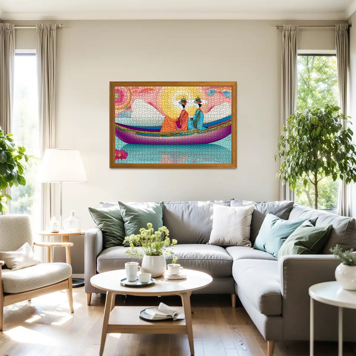 Purple Boat Wooden Jigsaw Puzzles 1000 pcs - Gregg Acini Adoree Designs - Jigsaw Puzzle