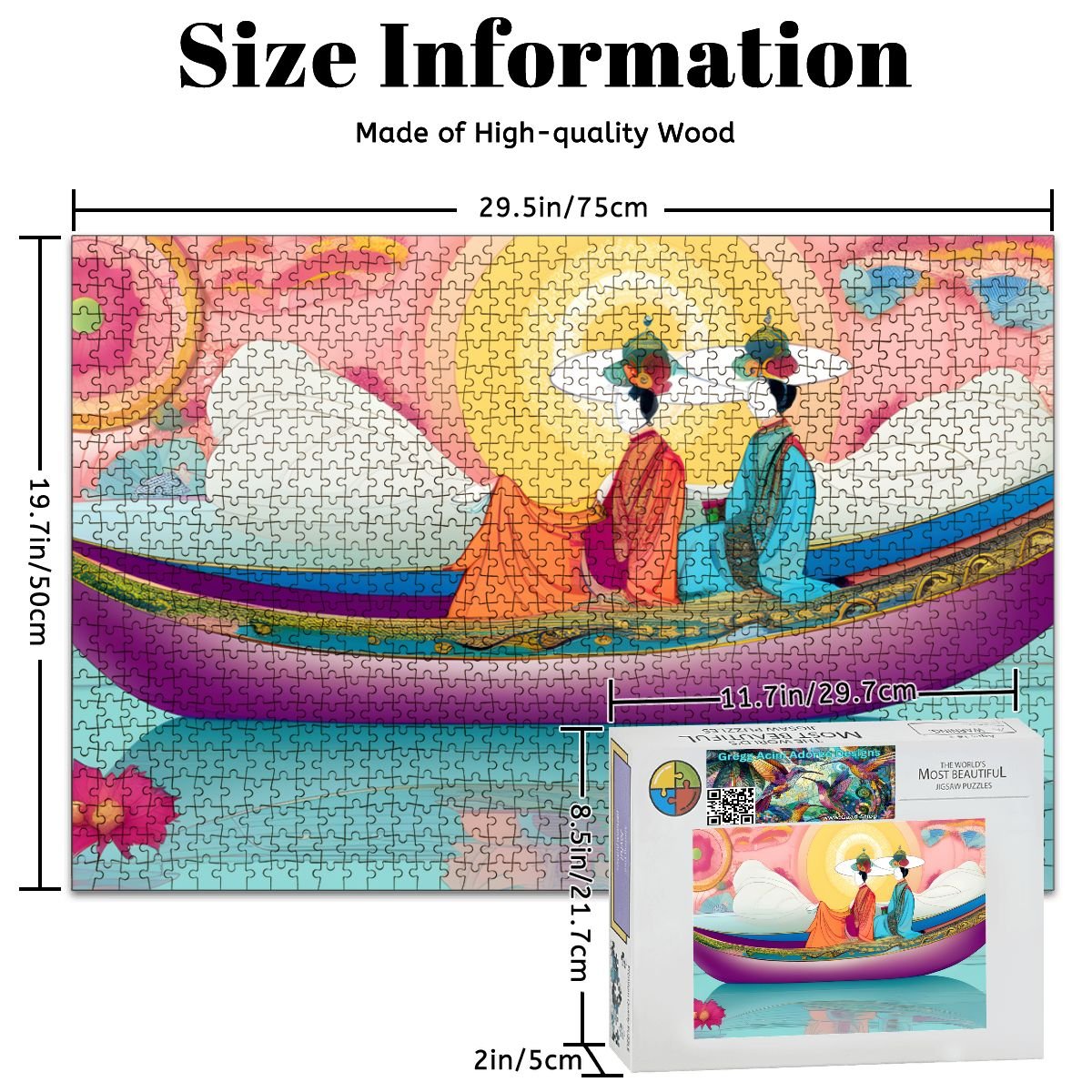 Purple Boat Wooden Jigsaw Puzzles 1000 pcs - Gregg Acini Adoree Designs - Jigsaw Puzzle