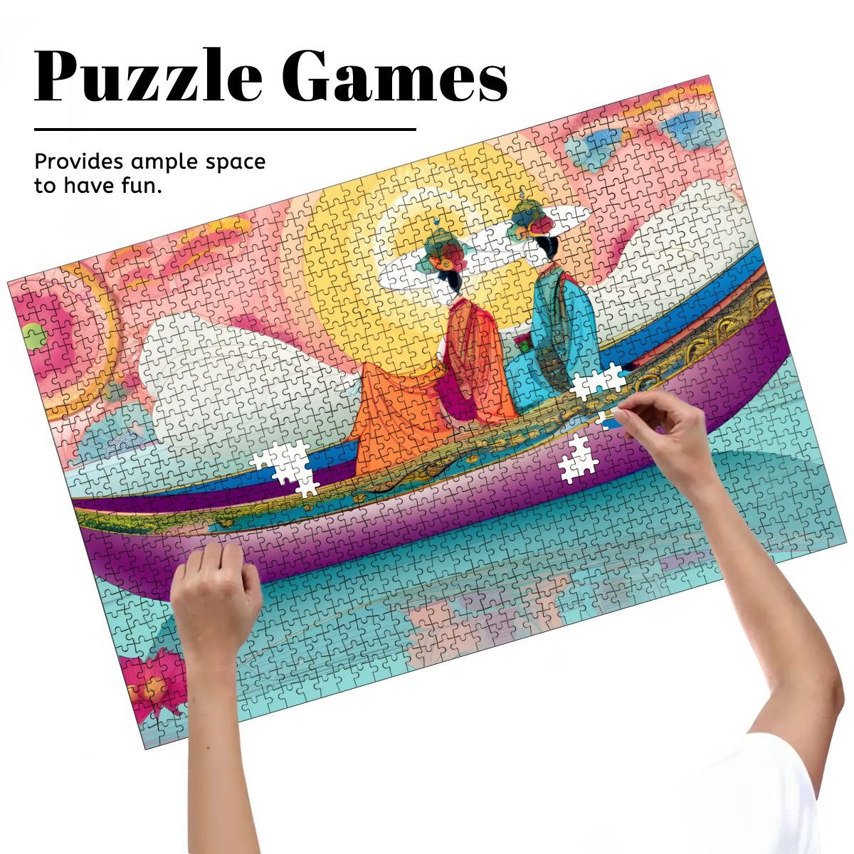 Purple Boat Wooden Jigsaw Puzzles 1000 pcs - Gregg Acini Adoree Designs - Jigsaw Puzzle