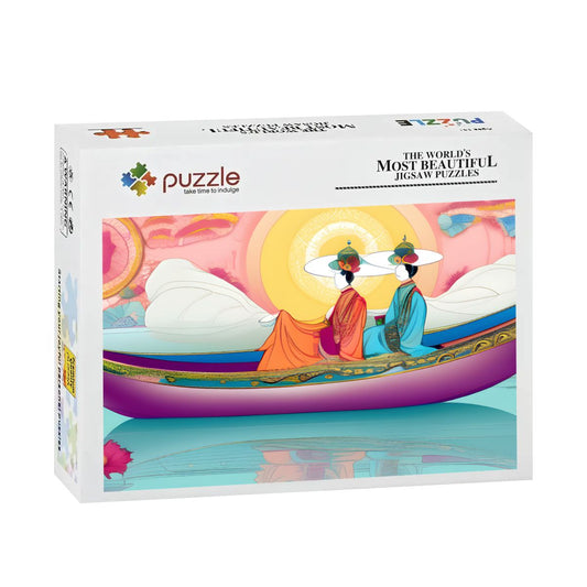 Purple Boat Wooden Jigsaw Puzzles 500 pcs - Gregg Acini Adoree Designs - Jigsaw Puzzle