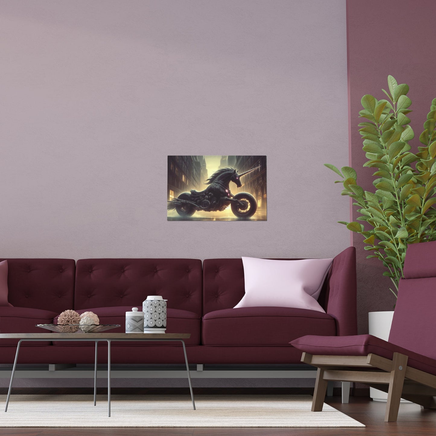 Rebellious Motorcycle Unicorn Silk Poster | Unique Wall Art for Home & Office Decor | Perfect Gift for Fantasy Lovers - Gregg Acini Adoree Designs - Poster