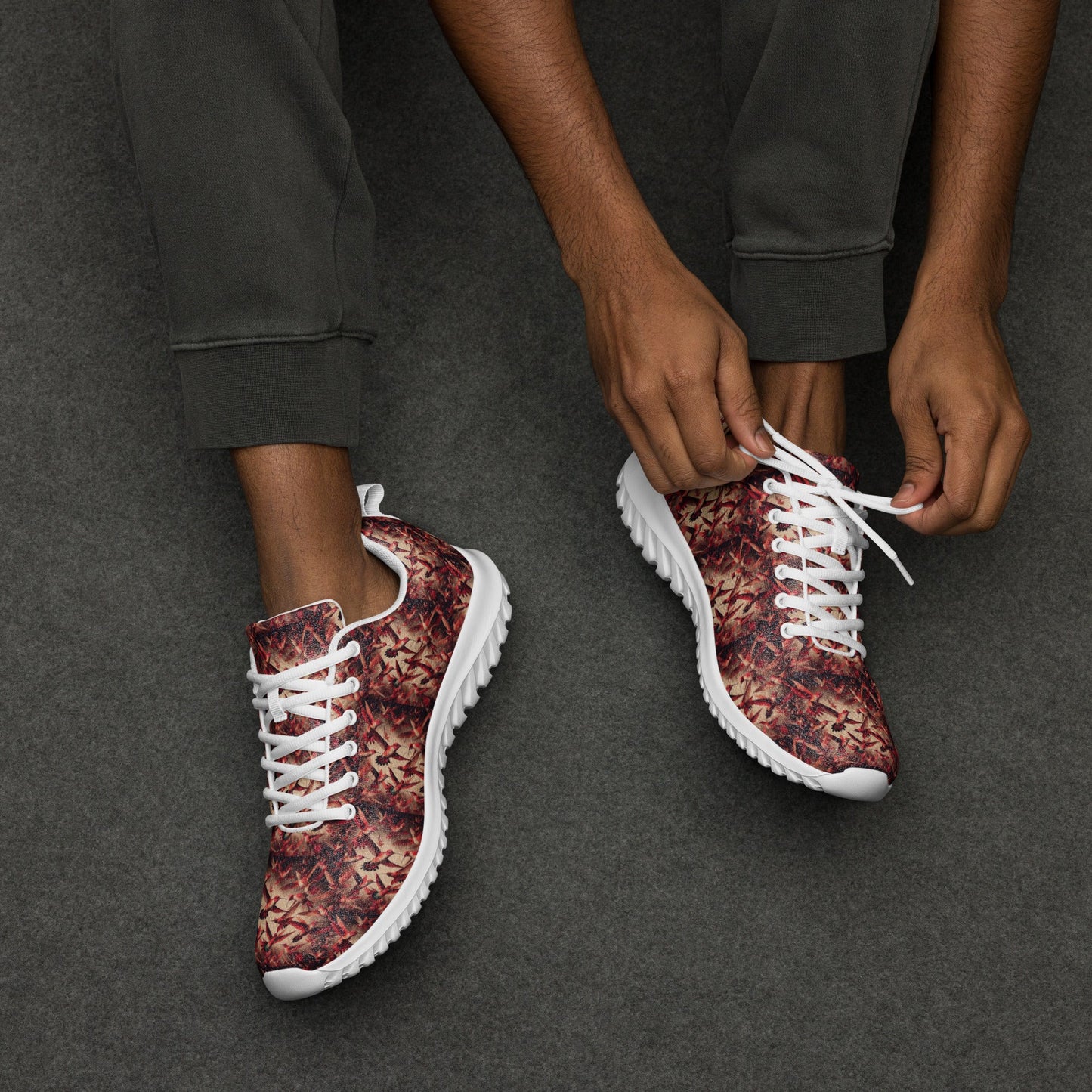 Red Hummingbirds Men’s athletic shoes by Gregg Acini Adoree Designs - Gregg Acini Adoree Designs - Shoes