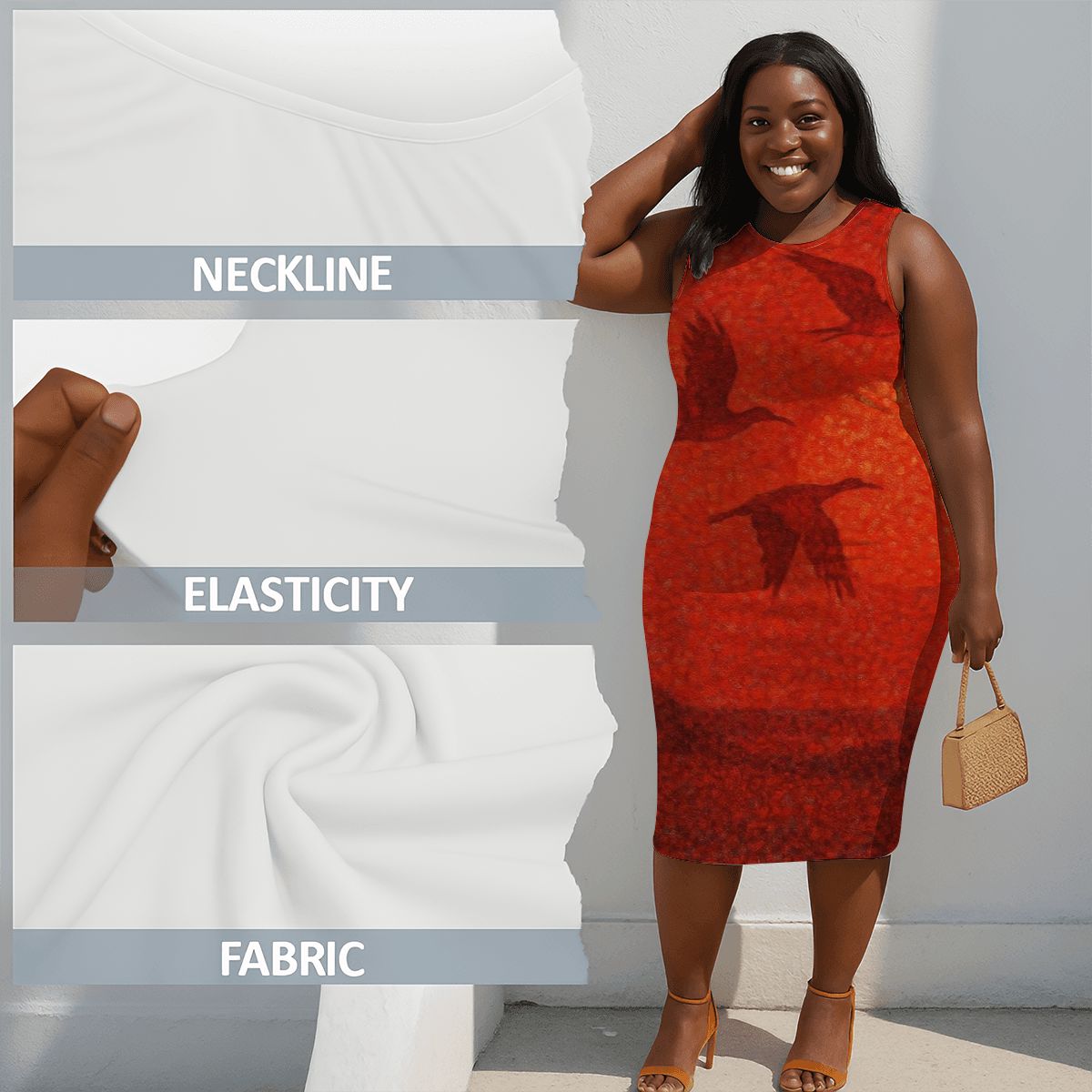 Scarlet Sunset with Birds 2 Women's Plus Size Sleeveless Dress - Gregg Acini Adoree Designs - Women's Skirts & Dresses